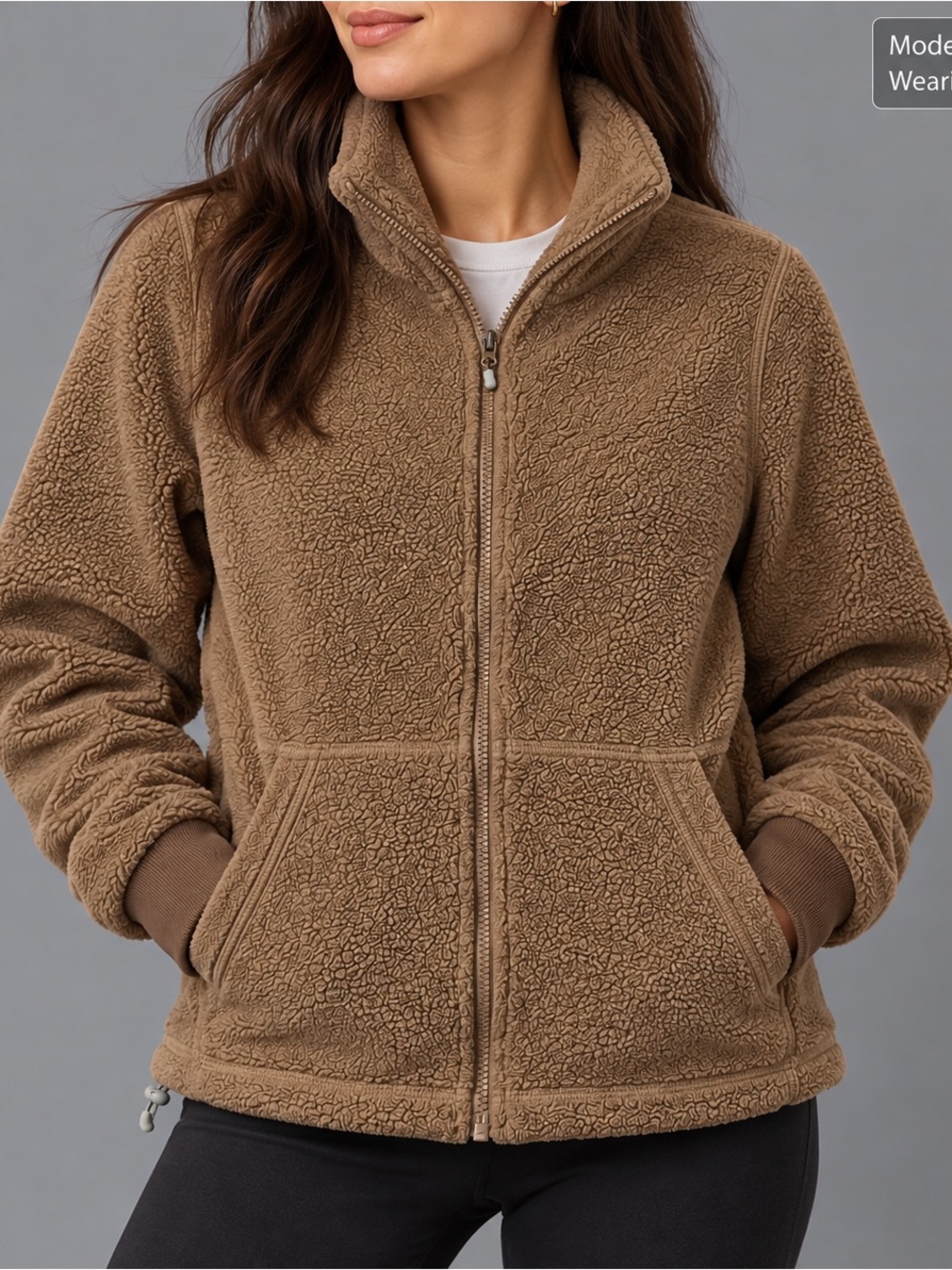 REI Co-op Women’s XS Beige Tan Full Zip Fleece Jacket Sherpa Pullover Outdoor